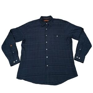 Tori Richard Honolulu Hawaii Button Up Long Sleeve Blue Shirt Silk Men‎ Size L